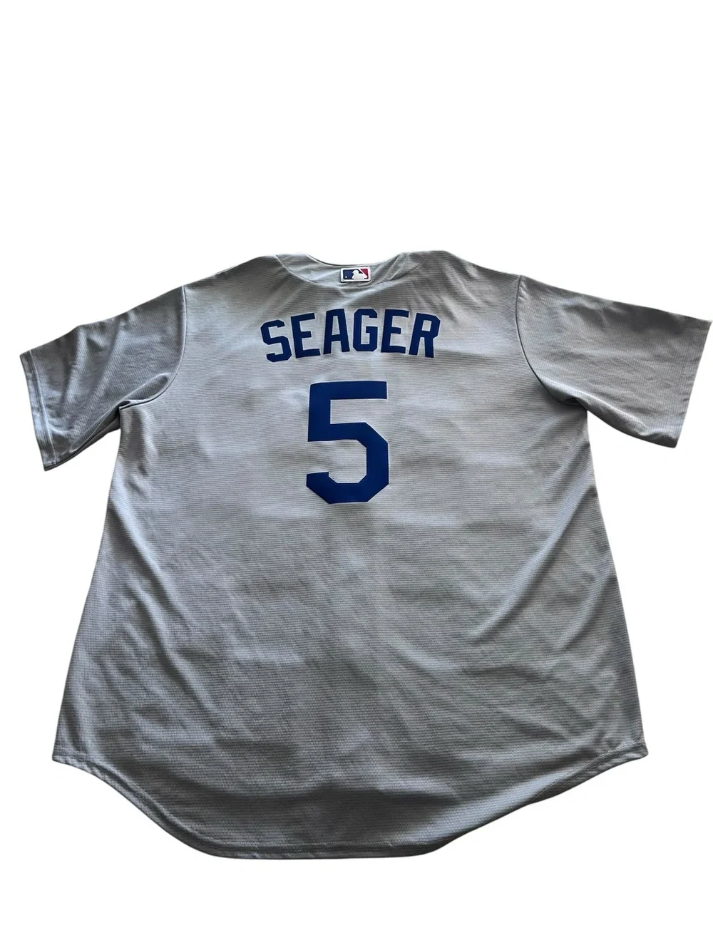 Nike Gray and Blue Dodgers Button-Up Jersey